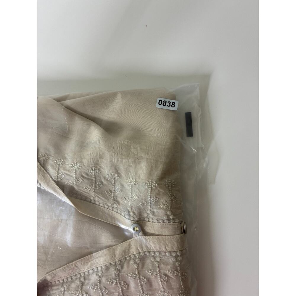 J Jill Uncommon Threads Semi Sheer Crinkled Blouse Tunic Top Large Beige Fairy - Picture 16 of 16